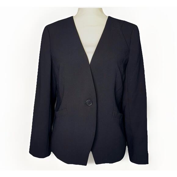 J.Crew Women 10 Black Blazer Jacket Lined Tailored Button Office Career Minimal - Picture 1 of 7